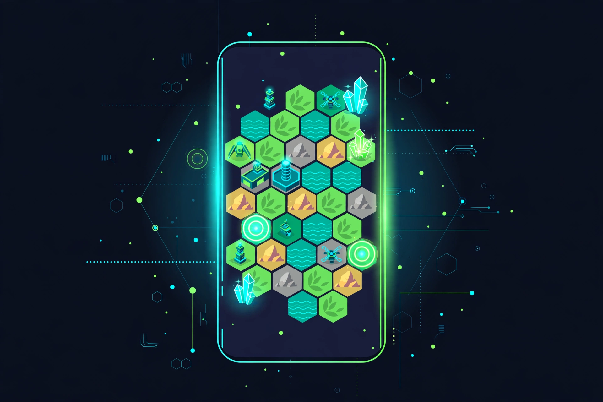 Android tablet showing a city-building strategy game running inside Winlator with touch controls